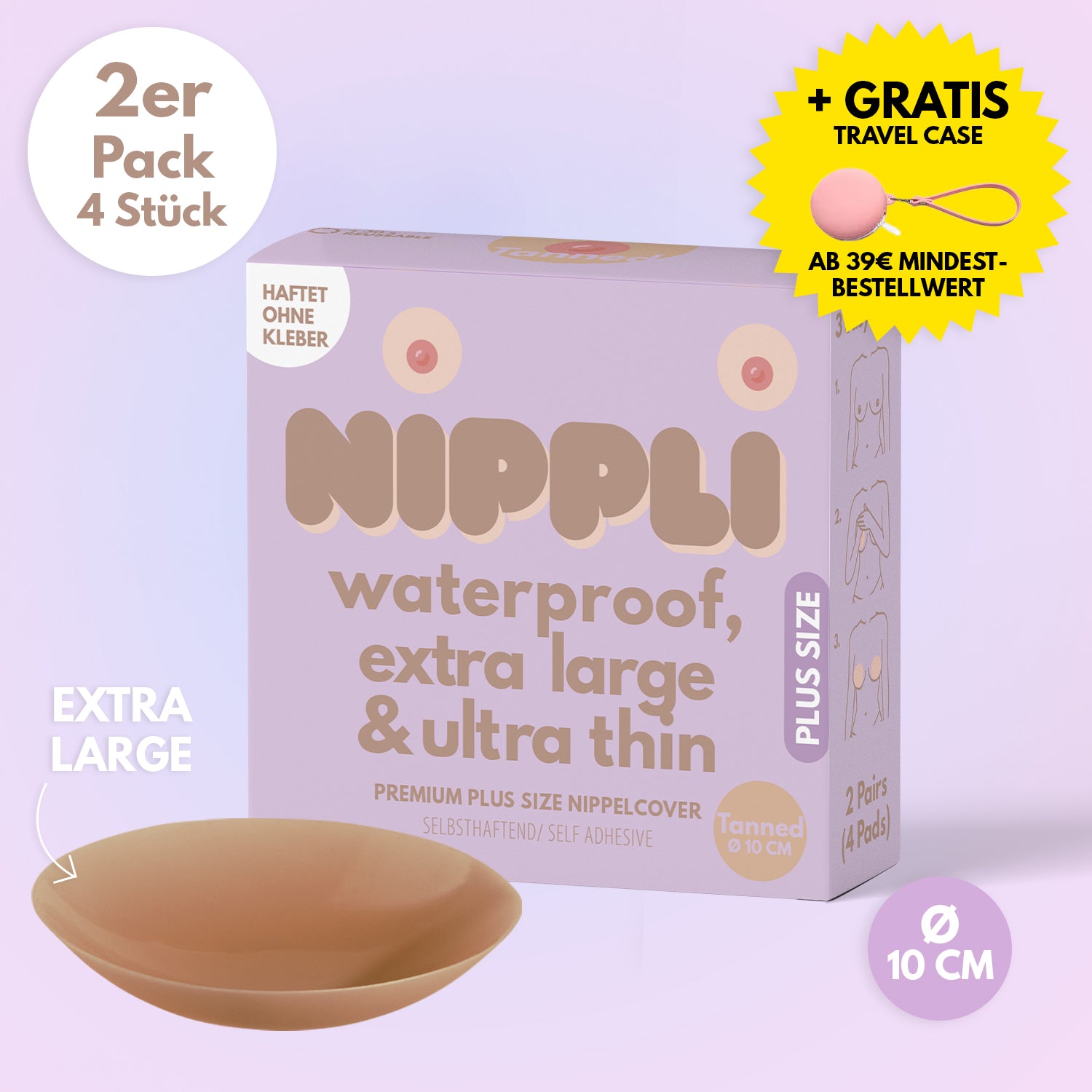 Copricapezzoli taglie forti confezione doppia COLORE Abbronzato (2 paia) 4 pezzi.