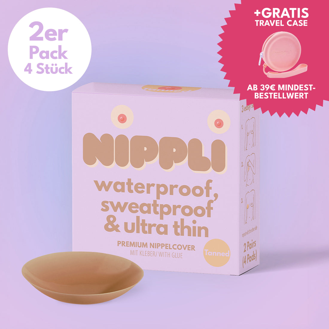 Confezione doppia di copricapezzoli COLOR TANNED (2 paia) 4 pezzi.