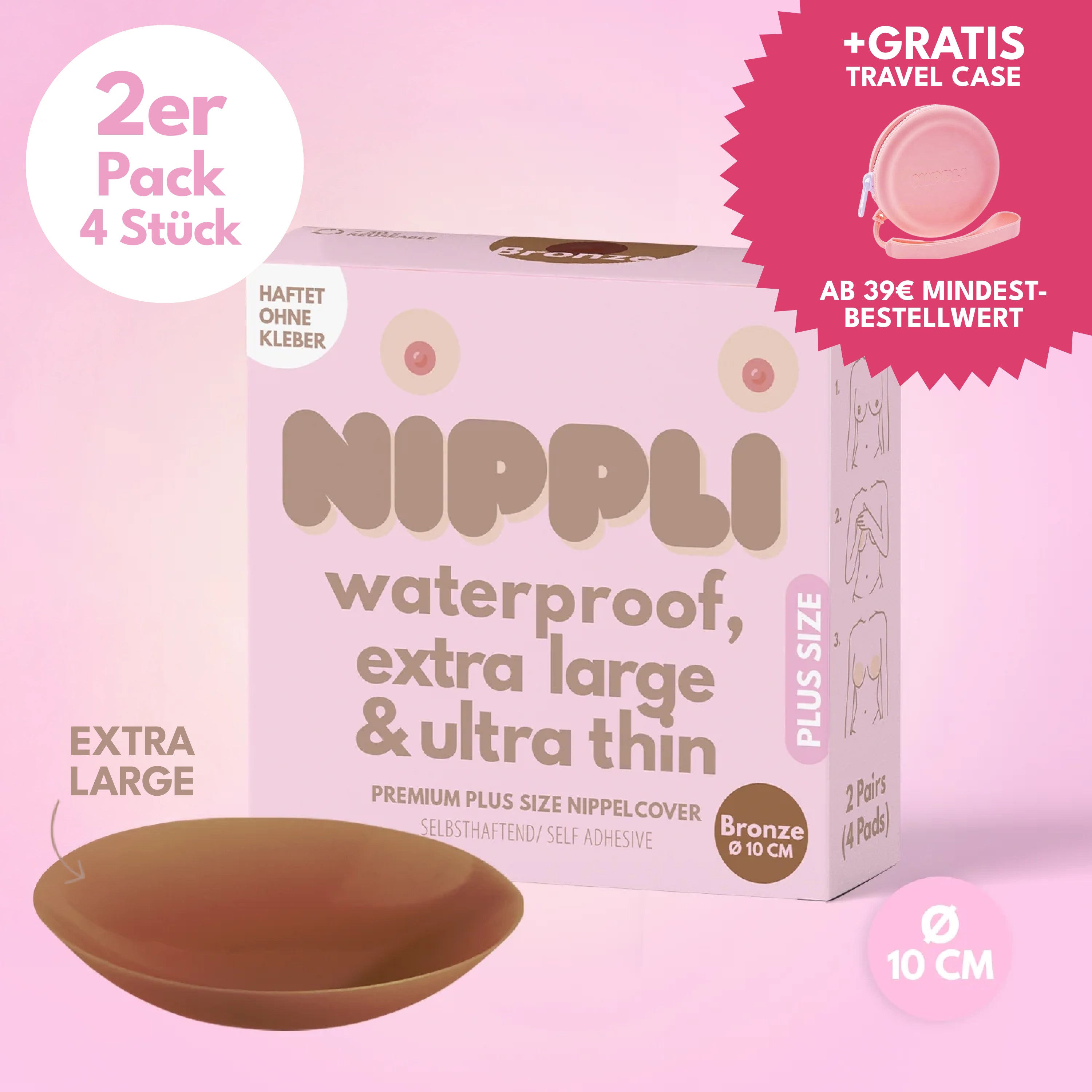 Copricapezzoli taglie forti confezione doppia COLORE Bronzo (2 paia) 4 pezzi.