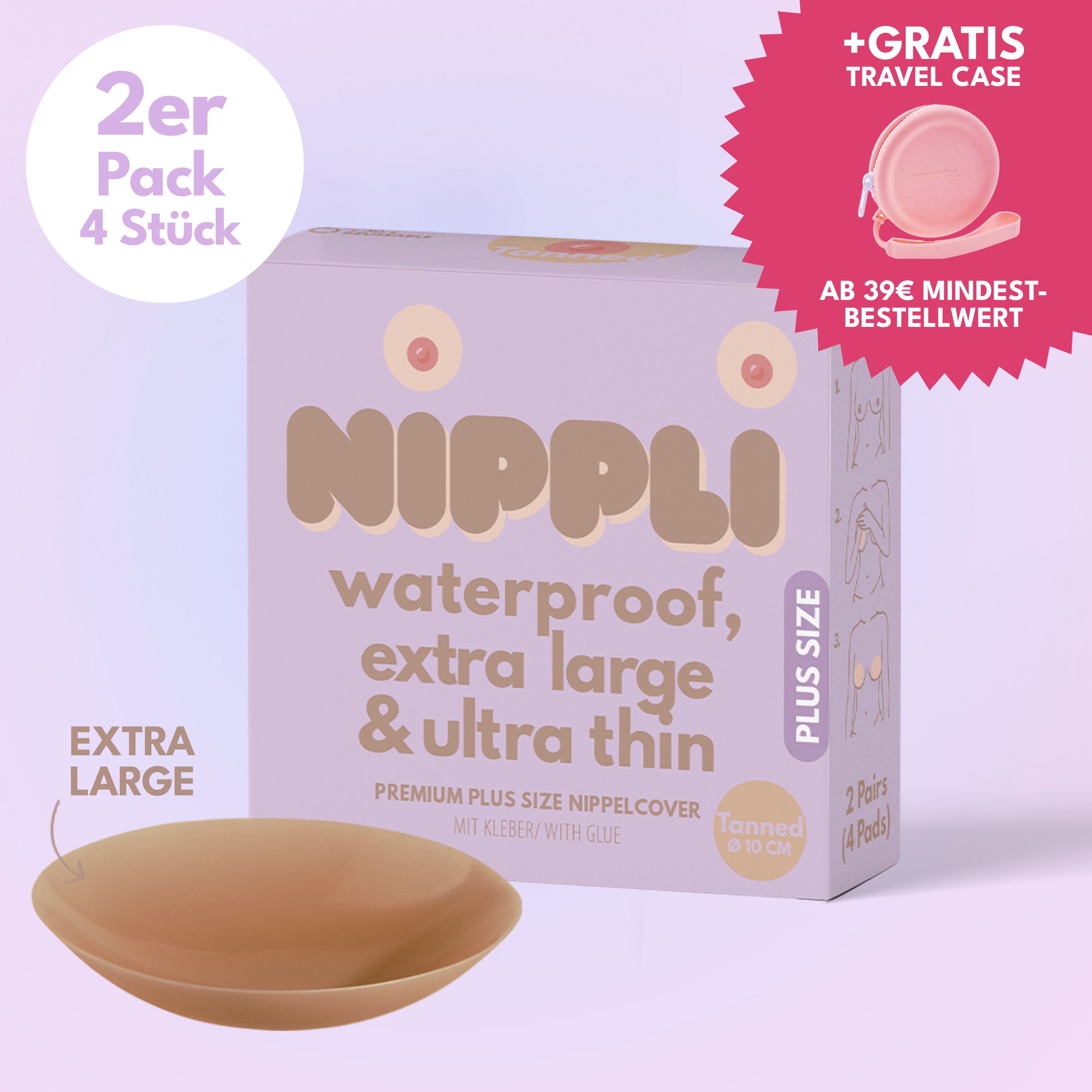 Copricapezzoli taglie forti confezione doppia COLORE Abbronzato (2 paia) 4 pezzi.