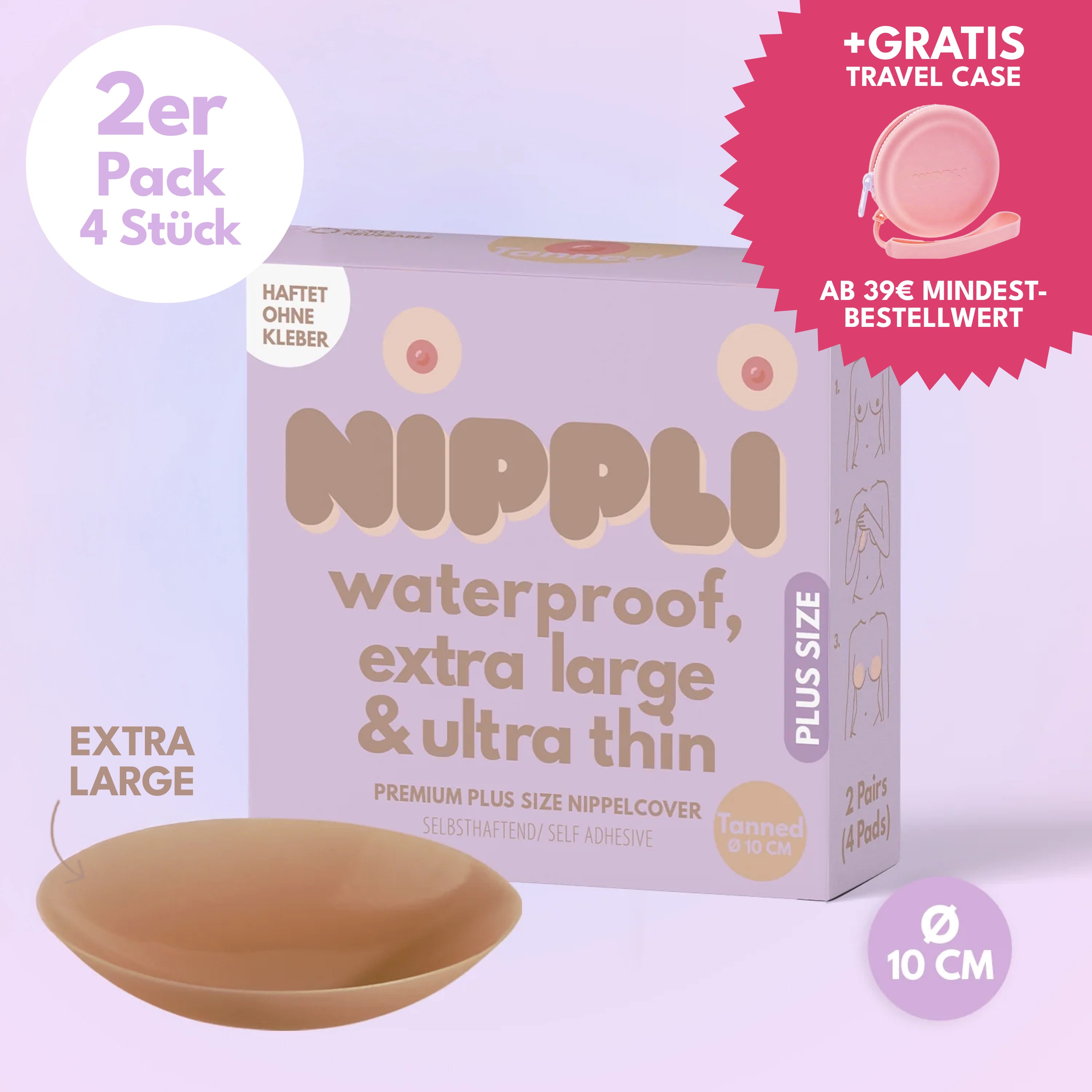 Copricapezzoli taglie forti confezione doppia COLORE Abbronzato (2 paia) 4 pezzi.
